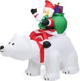 COSTWAY Inflatable Santa Claus with LED Lights, Self-Inflating Blow Up Christmas Decoration for Indoor Outdoor Yard